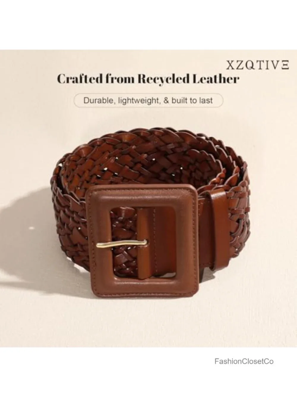 Wide Leather Belt - No Hole Adjustable Waist Belt for Dresses